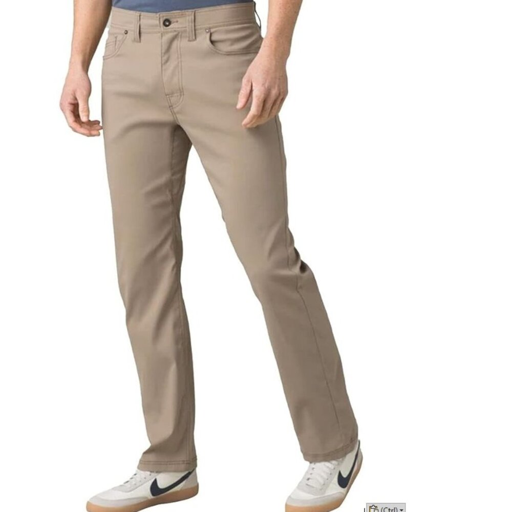 prAna Brion Pant M4BN32312 Dark Khaki Mens 32x32 NWT Original Stretch Zion